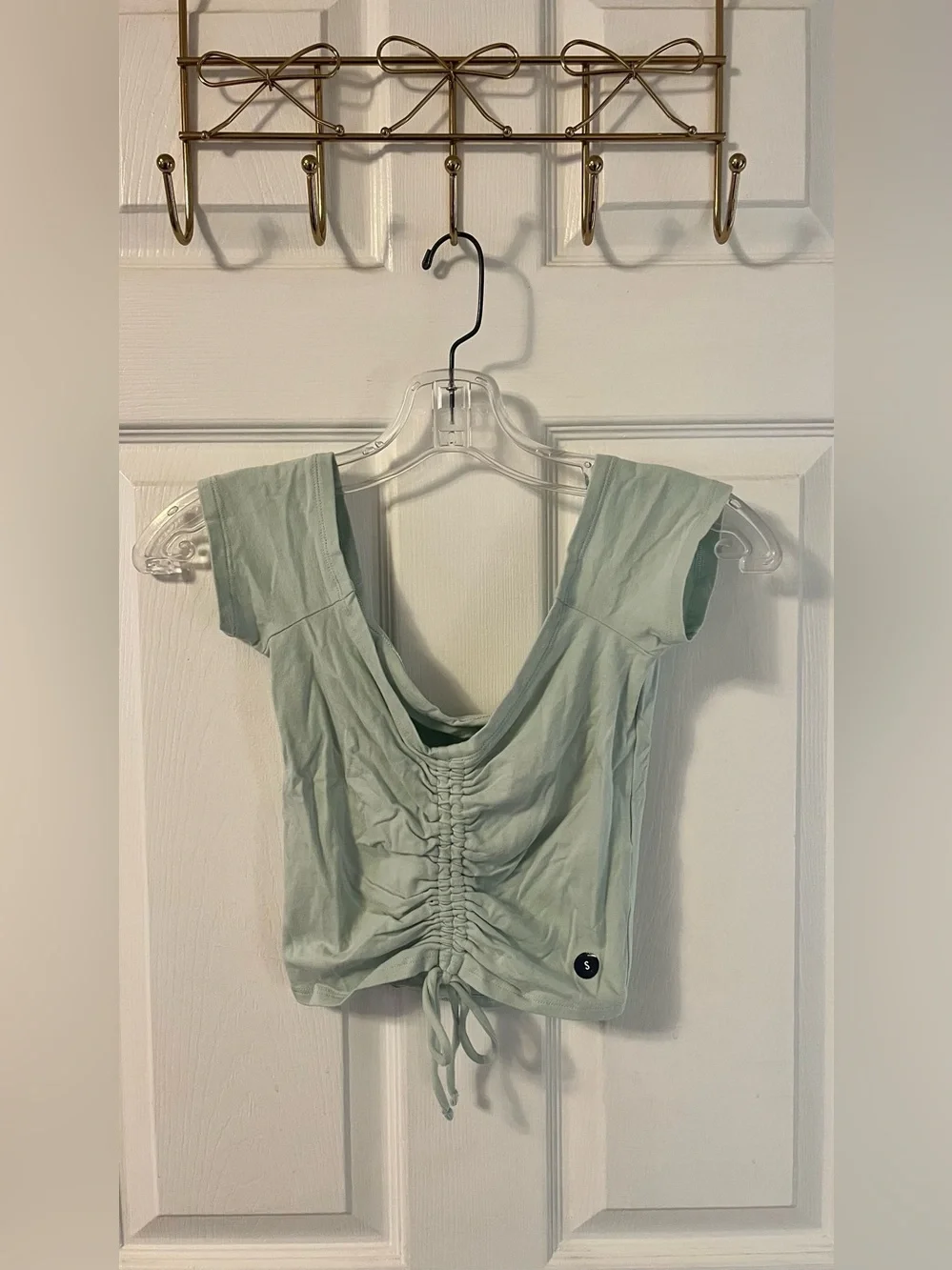 Hollister Light Mint Ruched Drawstring Crop Top - Picture 2 of 4
